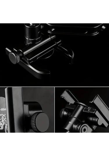 Xuweiwei Siyah Bisiklet Scooter Motosiklet İçin Ayarlanabilir Alüminyum Alaşım Telefon Tutucu Bounce Testli Kaymaz Tasarım Siyah Pürüzsüz Yüzey Siyah