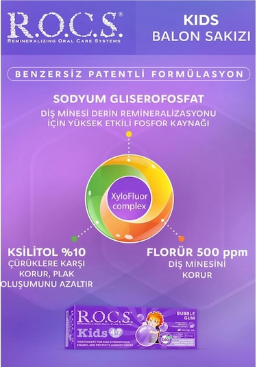 R.o.c.s. Kids 4-7 Yaş Balon Sakızı Diş Macunu 45 Gr
