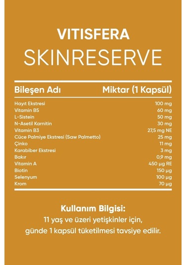 Vitisfera Skinreserve Cüce Palmiye Ekstresi Multivitamin ve Multimineral İçeren Takviye Edici Gıda 30 Kapsül