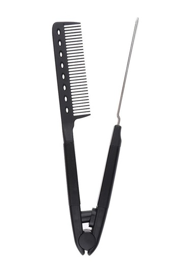 Likeable V Şekilli Saç Fırçası Cep Katlanır Anti-statik Seyahat Tarağı Kelepçe Saç Tarakları Siyah-1 1