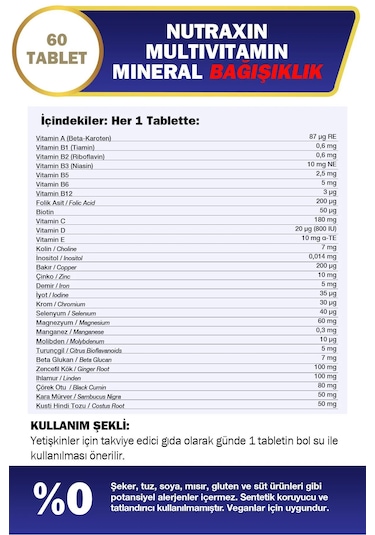 Nutraxin Multivitamin Mineral Immune Complex 2x60tablet