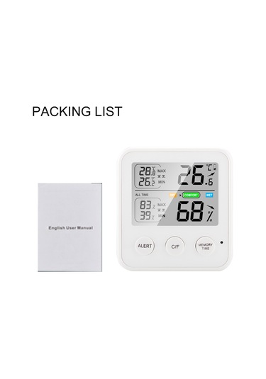Springsun Yüksek Hassas Manyetik Termo-higrometre, Lcd Ekran, / Geçiş, 24s Max/min Kayıt, Konfor Hatırlatmalı, Beyaz