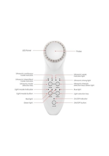 Ultrasonik Led 7 Renk Işık Masaj Cilt Bakım Cihazı Nkhgh5 Beyaz