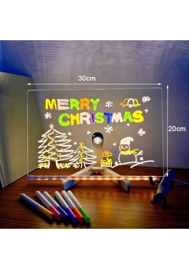 Led Aydınlatmalı Yazı Ve Çizim Tahtası - Büyük Boy 30x20 Cm Çok Renkli