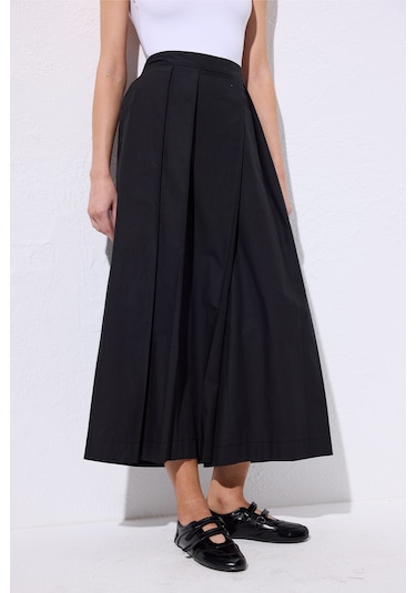 Geniş Pileli Pantolon Siyah Siyah