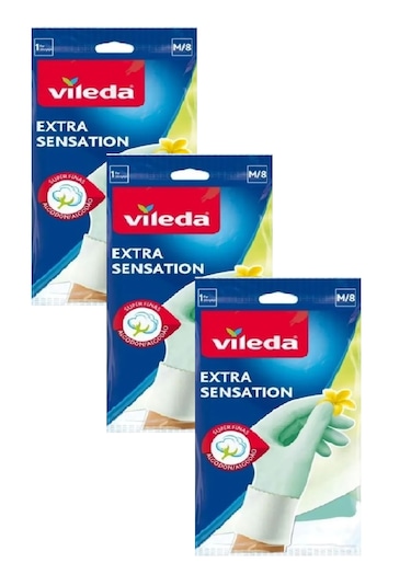 Vileda Extra Sensation Temizlik Bulaşık Ediveni Orta Boy M-8 3'lü