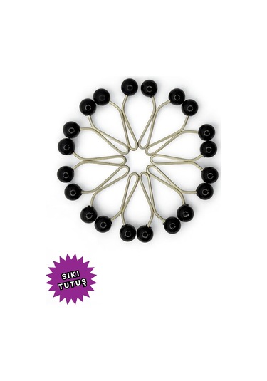 Eşarp Şal Klipsi Siyah 12 Adet İnci Model Klips - Kadın Tesettür Aksesuar İğne Siyah