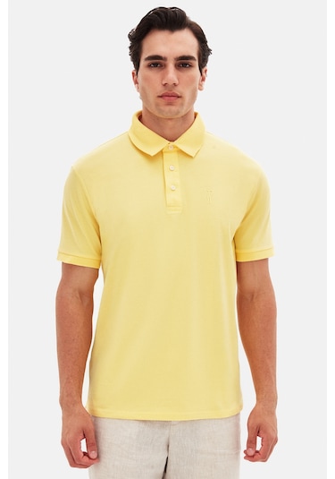 Twn Slim Fit Işın Çiçeği Pike Dokulu T-shirt 4ec146011784m Işın Çiçeği