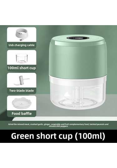 Fosenze Evde Mutfak Kullanıma Uygun 100ml Yeşil Mini Kablosuz Elektrikli Sarımsak Ezici - Fıstık, Tohum Ve Malzeme Eşikleme Fonksiyonu Diğer