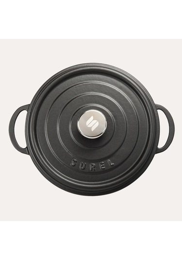 Sürel Mat Siyah Döküm Sığ Tencere 28 Cm. Mat Siyah