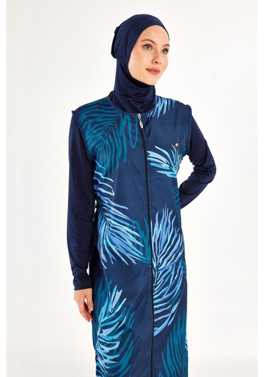 Uzun Tam Boy Tam Kapalı Tesettür Mayo 1307 Lacivert Lacivert