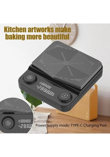 Oldfriend Caıjıa Hassas Mutfak Terazisi 0.1g Mini Digital Kahve Terazisi Zamanlayıcılı Siyah 6.61lb Siyah 6.61lb/0.1g