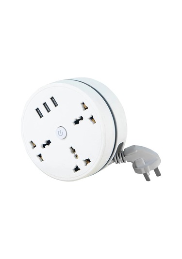 Lemestar Avrupa Standartı Disk Şarj Cihazı - 3 Prizi + 3 Usb 1.8m 2500w Hızlı Şarj, Cep Telefonu Bilgisayar Tv İçin Dayanıklı Alüminyum