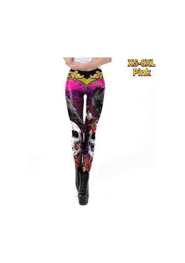 Pembe Bayan Yarasalar Baskılar Streç Yoga Tayt Spor Koşu Spor Salonu Spor Aktif Pantolon Pembe
