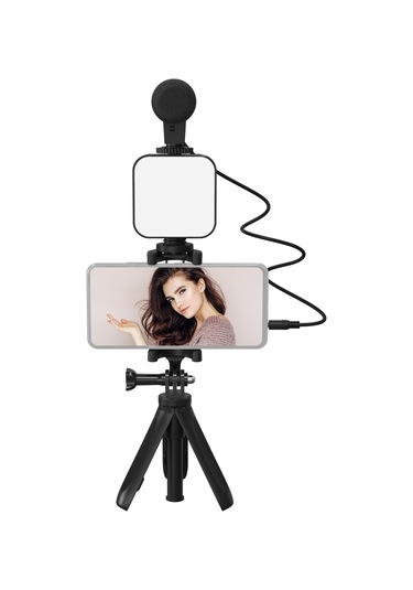 Akıllı Telefon Vlogging Kiti Tripod Telefon Tutucu Siyah Diğer