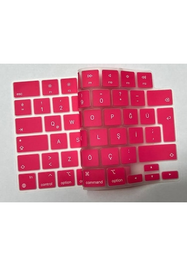 Arabulalaca Apple Uyumlu MacBook Pro 16.2 A2780 Türkçe Q Silikon Klavye Pembe