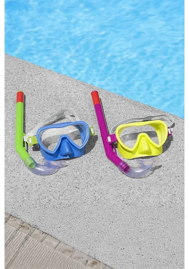 Çocuk 3+ Dalış Gözlük Maske Şnorkel Seti 01 Fuşya01