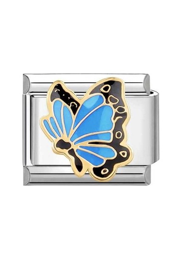 Fastbuy 9mm Paslanmaz Çelik Kelebek Çiçek Kedi Bebek Charm Bilezik Kadın Erkek Mavi Takı Mavi