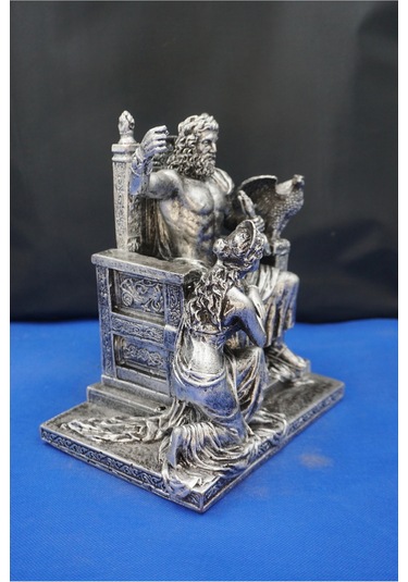 Zeus Ve Hera Mitolojik Heykel 30 Cm Dekoratif Biblo, Ev & Ofis Hediyelik Aksesuar Gümüş