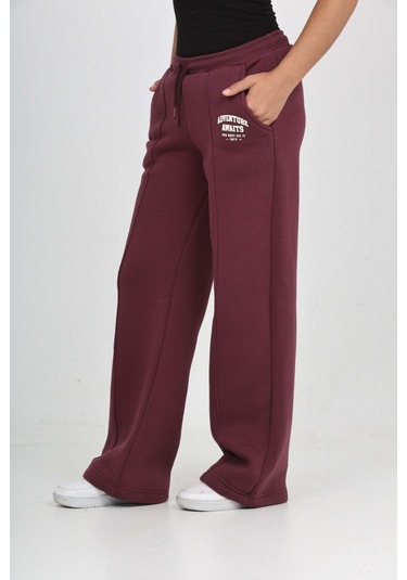 Toontoy Kız Çocuk Bol Paça Baskılı Eşofman Alt Mor