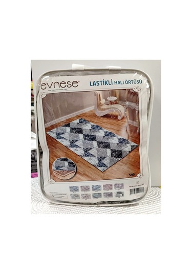 Evneşe 4m2 Lastikli Halı Örtüsü Desenli S90 Siyah