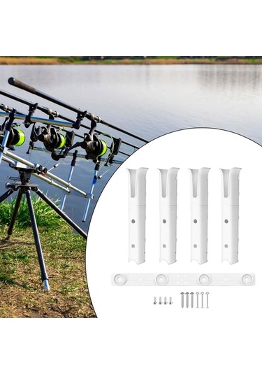 Pazly 4 Adet Balıkçılık Kutbu Standı Montaj Vidalı Beyaz Aksesuar