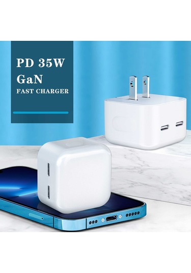 35w Gan Şarj Cihazı 2 Bağlantı Noktalı Hızlı Şarj C Tipi Pd Hızlı Şarj Cihazı Taşınabilir Seyahat Duvar Usb C İphone Uyumlu Şarj Cihazı 13 12 11 Pro Max İpad Uyumlu