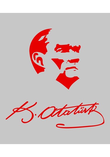 Atatürk Ve Imza Dekoratif Duvar Sticker. (38X38 Cm)