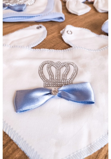 10 Parça Mavi Taşlı Hastane Çıkışı Erkek Bebek Giyim Mavi