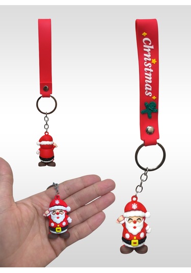 Yılbaşı Temalı Anahtarlık Yeni Yıla Özel Sevimli Ve Anlamlı Hediye Gri - Kırmızı