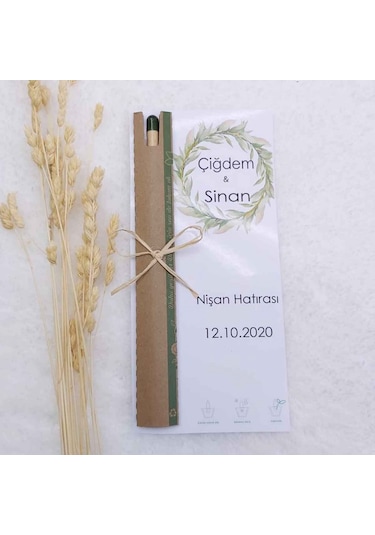 Tohum Kalemi Arkası Kağıtlı Nikah Hediyeliği Nişan Şeker(20 Adet)