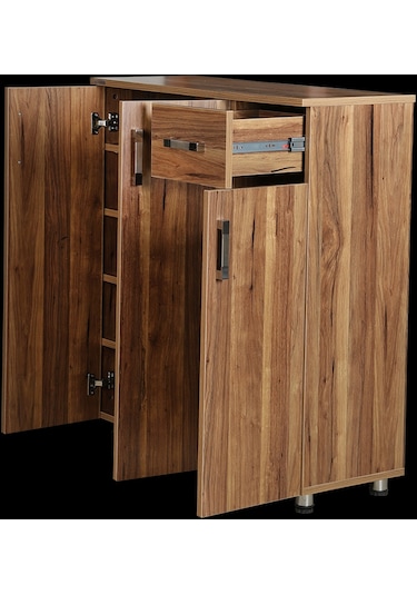 Ayakkabılık Çok Amaç Model Parlak Ceviz Hard Suntalem Demonte 5raf El Yapım Ahşap