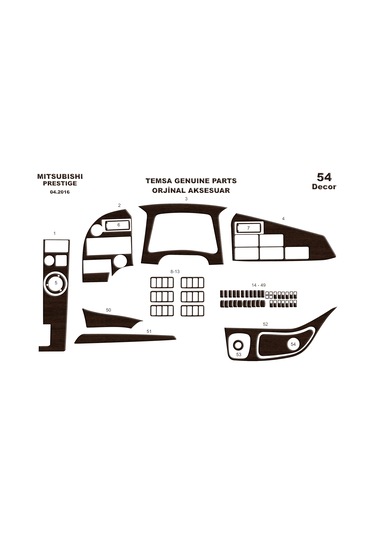 Mitsubishi Temsa Prestige Konsol-torpido Kaplama 2016 54 Parça-koyu Meşe Seçenekler