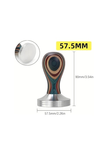 Motion003 1 Adet Alıkısscafe Premium 57.5mm Kahve Dizgisi 304 Paslanmaz Çelik Çıkarılabilir Düz Taban Renkli Ahşap Sap Kolay Temizlenebilir Espresso Demleme Ahşap