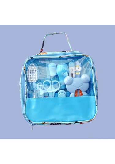 Yaozixa Bebek Bakımı 13 Parça Seti - Burun Emici, Tırnak Kırıcı, Termometre Ve Temizlik Aletleri - Mavi Sağlıklı Bakım Takımı