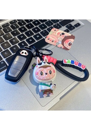 Novahub Yeni Karikatür Hasır Şapka, Labubu Kumaş, Küçük Koyun Anahtarlık, Sevimli Kadın İçin Dekorasyon Anahtar Zinciri