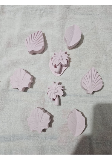 8 Adet Yaprak Figürlü Kokulu Taş El Yapımı Dekoratif Ve Kokulu Taş Seti - Pembe