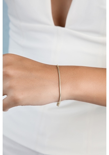 Altınkesesi Kadın Altın Balıksırtı Parlak Bileklik - Sarı Altın