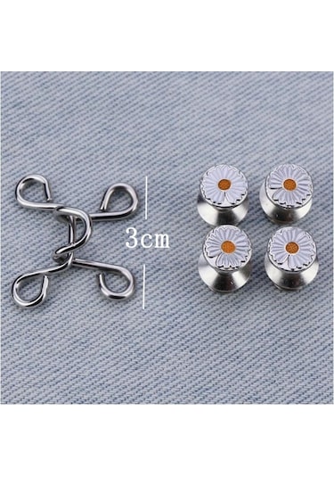 Tırnaksız Metal Kot Düğmesi Snaps Ayrılabilir Pantolon Klipleri Düğmeler Pimleri Dıy Bel Gergi Giyim Tokaları Dikiş Araçları 1 Pair Silver