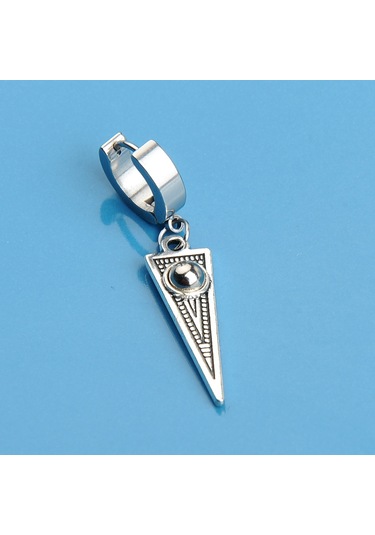 Sallantılı Üçgen Tek Erkek Küpe Çelik Takı Aksesuar W P24 T5 Çelik