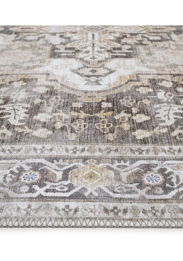 Cool Halı Beylerbeyi By 803 Krem Etnik Vintage Halı Oda Salon Halısı Yıkanabilir Eskitme Şönil Halı