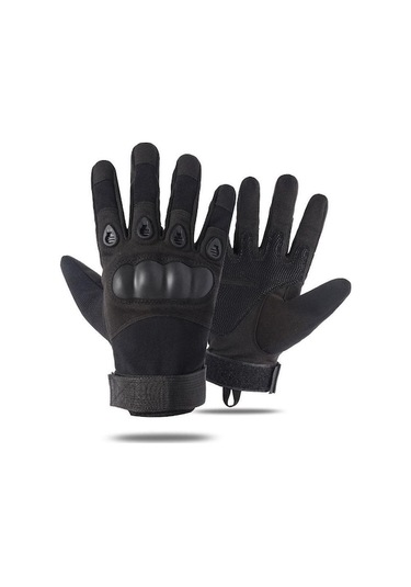 Novahub Siyah Açık Taktik Eldiven Nefes Alabilir Kaymaz Eldiven Şok Tam Parmak Bisiklet Eldiveni - L