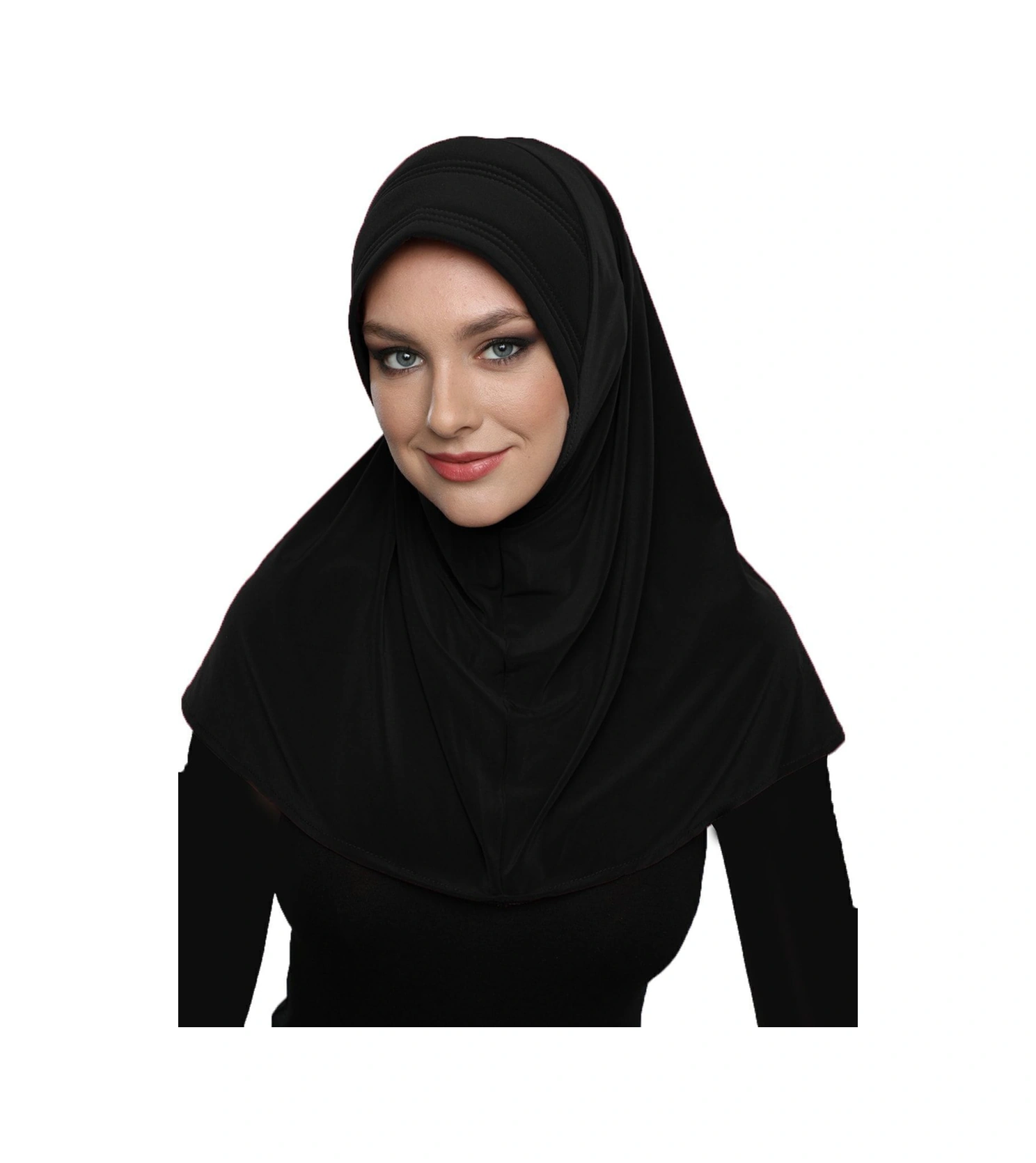 Takmatik Sade Siyah Hazır Türban Tesettür Havuz Bonesi Namaz Örtüsü Siyah