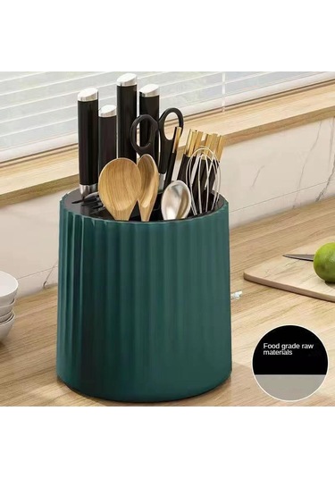 Yeşil Döner Bıçak Tutucu Mutfak Depolama Rafı Çubuk Saklama Tüpü Çubuk Saklama Kutusu Bıçak Saklama Rafı