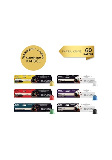 Livy Coffee Alüminyum Kapsül Nespresso® Uyumlu Kapsül Kahve 6 x 10'lu