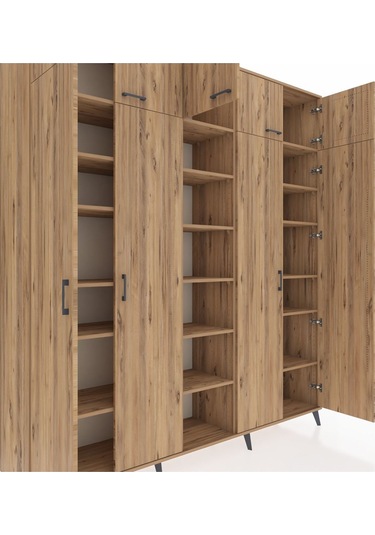 Hyperion Dolap 18 Raflı 9 Kapaklı 220x44x243 Çam-çam/çam Atlas Çam/atlas Çam