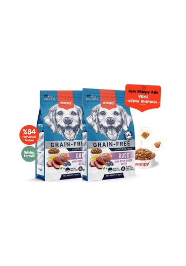 Wanpy Tahılsız Ördekli Yetişkin Köpek Maması 1,5kg X 2 Adet