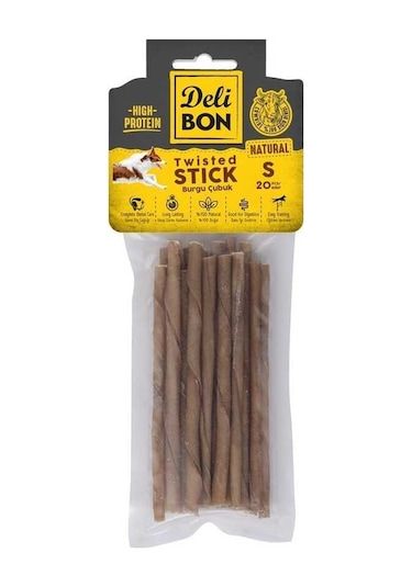 Delibon Naturel Deri Burgu Çubuk Kalın Köpek Ödülü 12'li