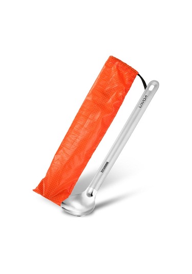 Lixada Titanyum Uzun Saplı Kaşık Cilalı Kase İle Açık Taşınabilir Yemek Kaşığı Çatal Bıçak Takımı Kamp B Çok Renkli