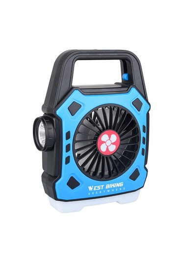 Çok İşlevli Kamp Fanı Açık Hava Taşınabilir Hafif Hızlı Şarj El Lambası Elektrikli Fan Mavi